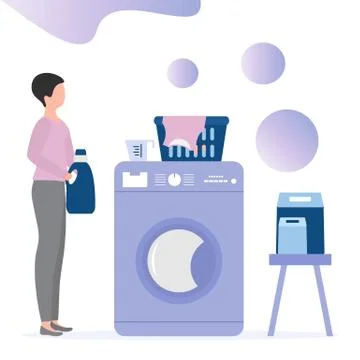 Vector Laundry service Washing clothes Household Stock Illustration
