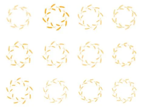 Vector Laurel Wreath Flora theme on a white background set. Stock Illustration