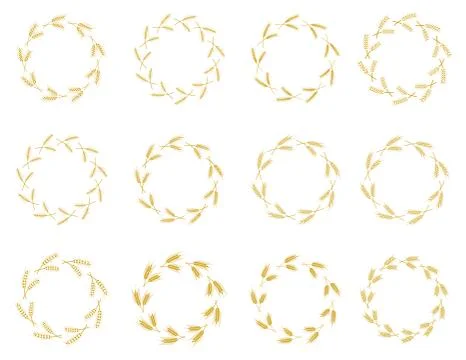 Vector Laurel Wreath Flora theme on a white background set. Stock Illustration