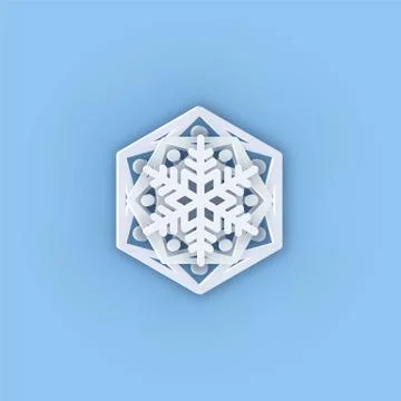 Vector layered Paper cut art Snowflake icon. Snow flake Weather ornate symbol Stock Illustration