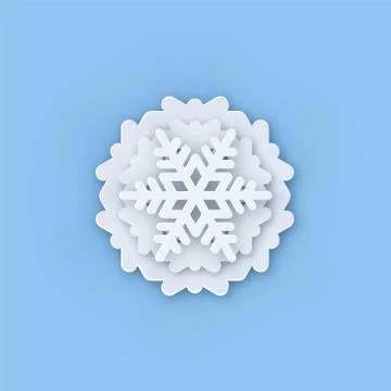 Vector layered Paper cut art Snowflake icon. Snow flake Weather ornate symbol Stock Illustration