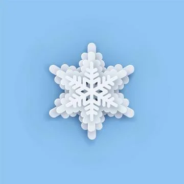 Vector layered Paper cut art Snowflake icon. Snow flake Weather ornate symbol Stock Illustration