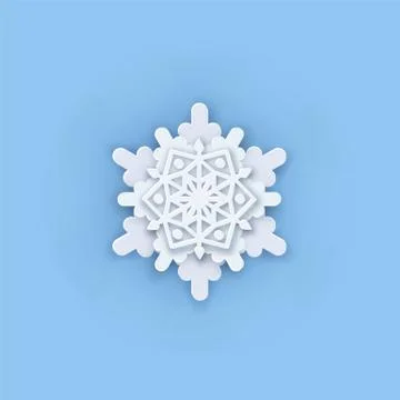 Vector layered Paper cut art Snowflake icon. Snow flake Weather ornate symbol Stock Illustration
