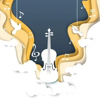 Vector layered paper cut style music background Illustrazione stock