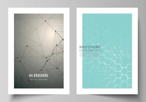 The vector layout of A4 format cover mockups design templates for brochure Illustrazione stock