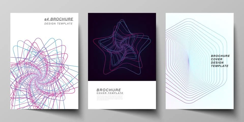 Vector layout of A4 format cover mockups design templates for brochure, flyer Illustrazione stock