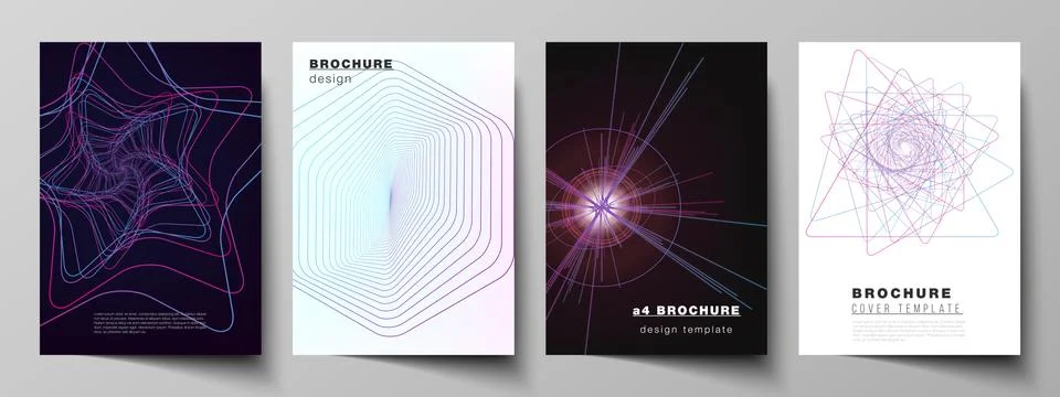 Vector layout of A4 format cover mockups design templates for brochure, flyer Illustrazione stock