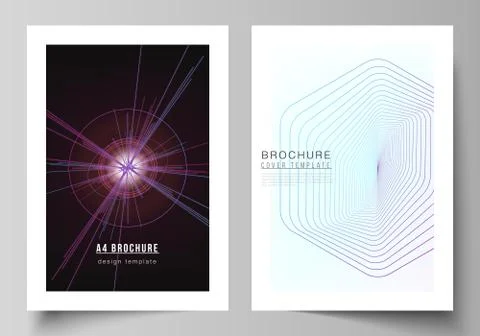 Vector layout of A4 format cover mockups design templates for brochure, flyer Illustrazione stock