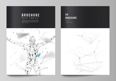 The vector layout of A4 format cover mockups design templates for brochure, f Stockillustratie