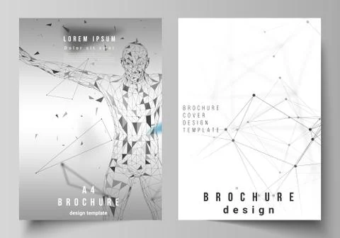 The vector layout of A4 format cover mockups design templates for brochure Stock Illustration