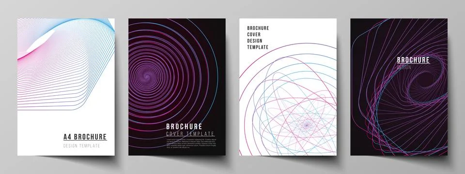 Vector layout of A4 format cover mockups design templates for brochure, flyer Illustrazione stock