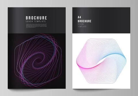 Vector layout of A4 format cover mockups design templates for brochure, flyer Illustrazione stock