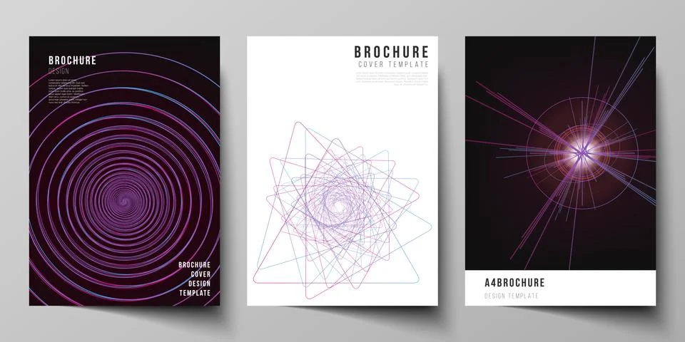 Vector layout of A4 format cover mockups design templates for brochure, flyer Illustrazione stock