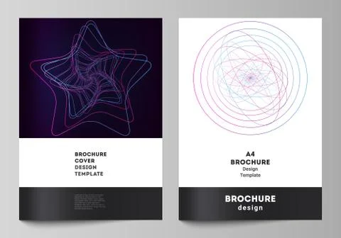 Vector layout of A4 format cover mockups design templates for brochure, flyer Illustrazione stock