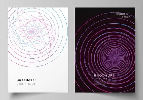 Vector layout of A4 format cover mockups design templates for brochure, flyer Illustrazione stock