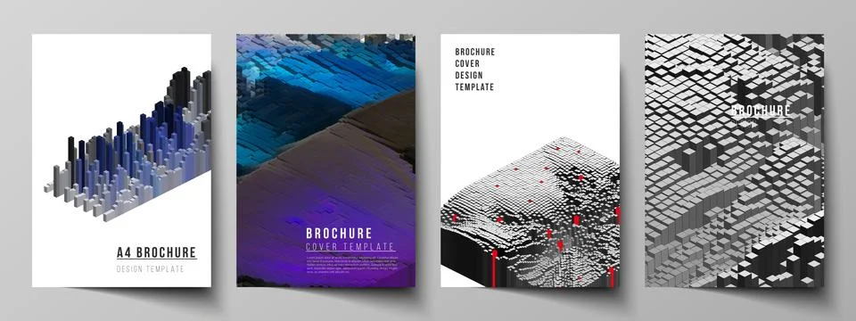 Vector layout of A4 format cover mockups design templates for brochure, magazine 스톡 일러스트