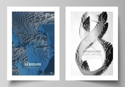 Vector layout of A4 format cover mockups design templates for brochure, magazine Stock Illustration