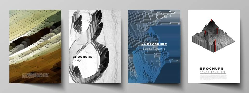 Vector layout of A4 format cover mockups design templates for brochure, magazine 스톡 일러스트