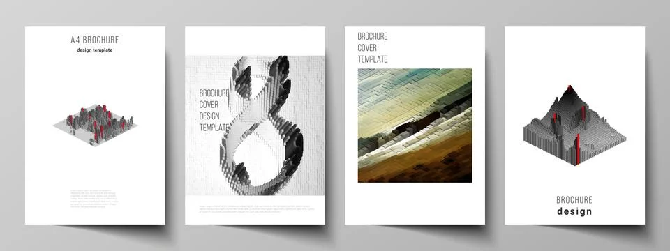 Vector layout of A4 format cover mockups design templates for brochure, magazine 스톡 일러스트