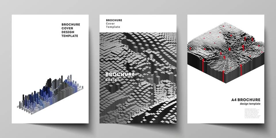 Vector layout of A4 format cover mockups design templates for brochure, magazine Illustrazione stock