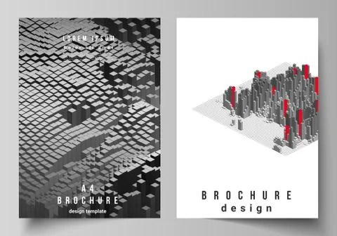 Vector layout of A4 format cover mockups design templates for brochure, magazine Illustrazione stock