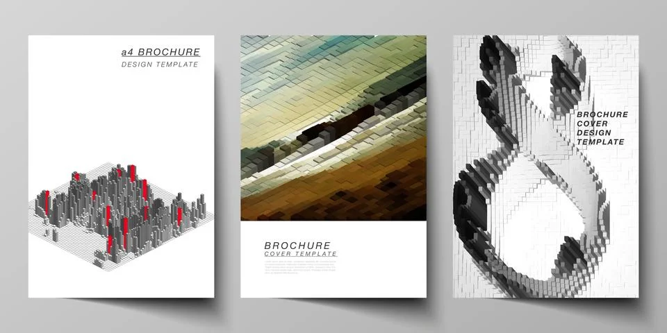 Vector layout of A4 format cover mockups design templates for brochure, magazine Illustrazione stock