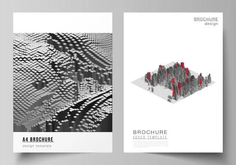 Vector layout of A4 format cover mockups design templates for brochure, magazine Illustrazione stock