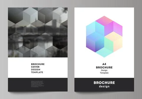 Vector layout of A4 format cover mockups design templates with abstract shapes Stock Illustration
