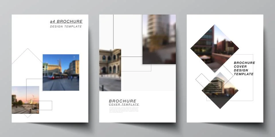 Vector layout of A4 format cover mockups design templates with geometric simple Stock Illustration