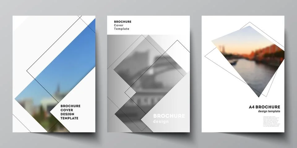 Vector layout of A4 format cover mockups design templates with geometric simple Stock Illustration