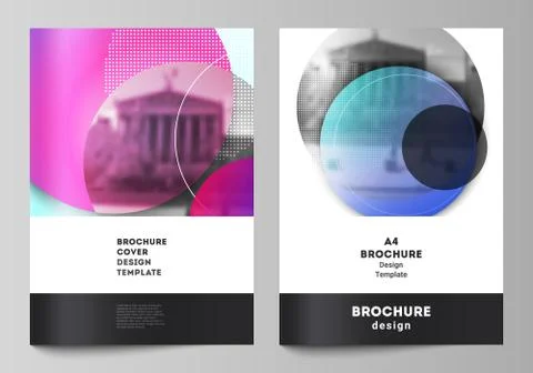 The vector layout of A4 format modern cover mockups design templates for broc Stock Illustration