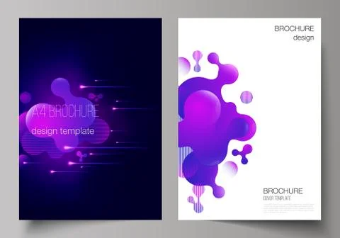 The vector layout of A4 format modern cover mockups design templates for broc Stock Illustration