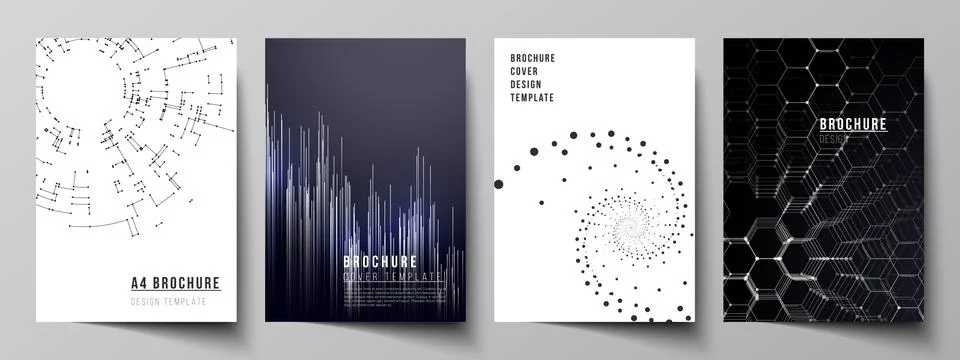 Vector layout of A4 format modern cover mockups design templates for brochure Illustrazione stock