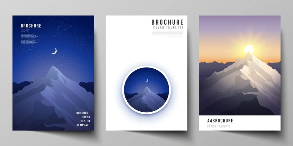 Vector layout of A4 format modern cover mockups design templates for brochure Stock Illustration