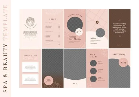 Vector layout boho illustration set. Woman with bouquet rose and business icon Stock Illustration