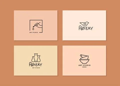 Vector layout of business card with logo for art studio, pottery or ceramic Stock Illustration