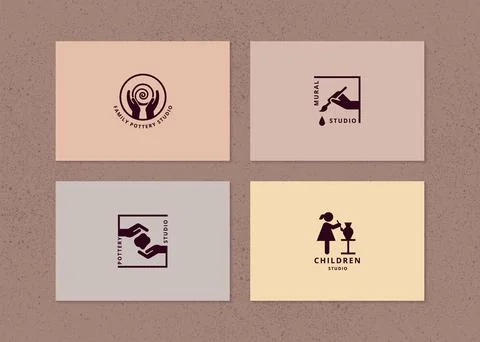 Vector layout of business card with logo for art studio, pottery or ceramic Stock Illustration
