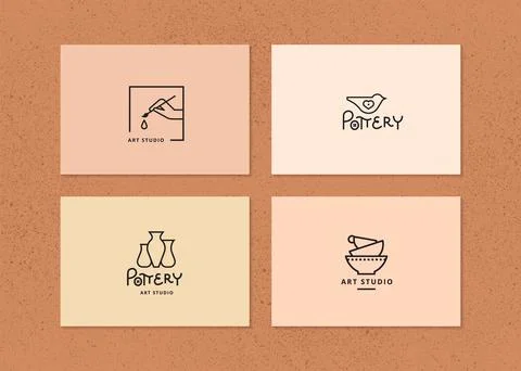 Vector layout of business card with logo for art studio, pottery or ceramic Stock Illustration