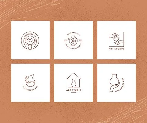 Vector layout of business card with logo for art studio, pottery or ceramic Stock Illustration
