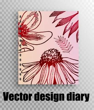 Vector layout design for cover diary, notepad. Wildflowers Stock Illustration