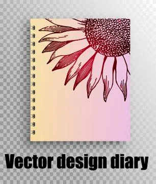 Vector layout design for diary cover, notepad. Stock Illustration