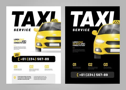 Vector layout design template for advertising taxi service. Stock Illustration