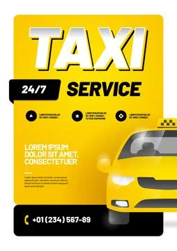 Vector layout design template for advertising taxi service. Stock Illustration