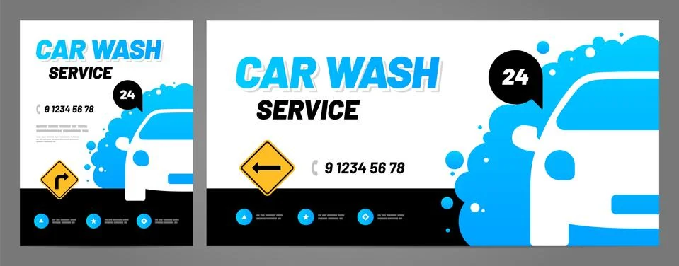 Vector layout design template for car wash service. Stock Illustration