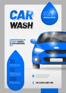 Vector layout design template for car wash service. Stock Illustration