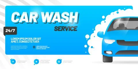 Vector layout design template for car wash service. Stock Illustration