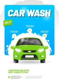 Vector layout design template for car wash service. Stock Illustration