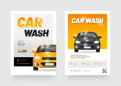 Vector layout design template for car wash service. Stock Illustration
