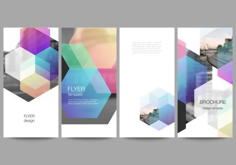 Vector layout of flyer, banner design templates with colorful hexagons Stock Illustration