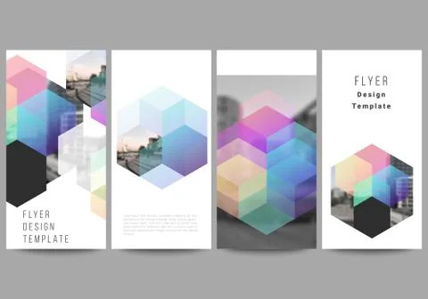 Vector layout of flyer, banner design templates with colorful hexagons Stock Illustration